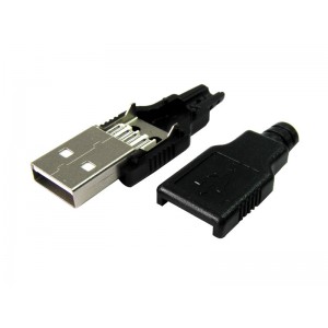 WTYK USB A , na przewód z osłonką