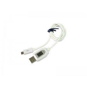 KABEL USB A/USB A MICRO 1m + woltomierz/amperomierz